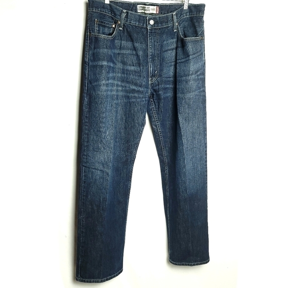 Levi's Men's 505 Regu Stretch Mid Rise Reg Fit Straight Leg Jeans Flying Bird - Picture 2 of 9
